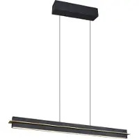 TRIO Suspension LED, CCT, noir doré, tactile, intensité lumineuse variable, H 150cm
