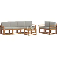 vidaXL Ensemble de canapés d'extérieur avec coussins 7 pièces Naturel et Gris clair