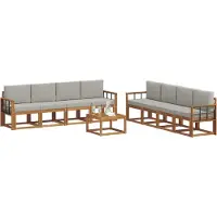 vidaXL Ensemble de canapés d'extérieur avec coussins 9 pièces Naturel et gris clair