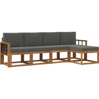 vidaXL Ensemble de canapés d'extérieur avec coussins 5 pièces Nature et Anthracite