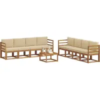 vidaXL Ensemble de salon de jardin 9 pièces, couleurs naturelles et beige