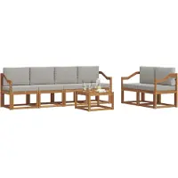 vidaXL Ensemble de canapés d'extérieur avec coussins 7 pièces Naturel et Gris clair