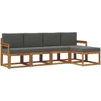 vidaXL Ensemble de canapés d'extérieur avec coussins 5 pièces Nature et Anthracite