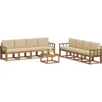 vidaXL Ensemble de salon de jardin 9 pièces, couleurs naturelles et beige