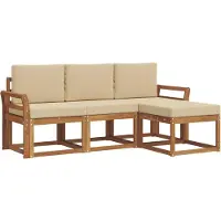 vidaXL Ensemble de salon de jardin, 4 pièces, couleurs naturelles et beige