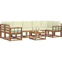 vidaXL Ensemble de salon de jardin 8 pièces, couleurs naturelles et crème