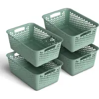 HOPEG GmbH Panier de rangement vert 10,0 l - 37 x 26 x 17 cm - Lot de 4
