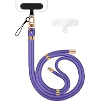 Nalia HoldMe Edition - Lanyard avec mousqueton noir & 2 pads - Chaîne universelle pour téléphone portable Lanière en nylon - Bleu Violet