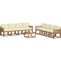 vidaXL Ensemble de salon de jardin 9 pièces, couleurs naturelles et crème