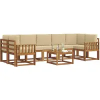 vidaXL Ensemble de salon de jardin 8 pièces, couleurs naturelles et beige