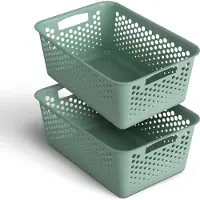 HOPEG GmbH Panier de rangement vert 10,0 l - 37 x 26 x 17 cm - Lot de 2