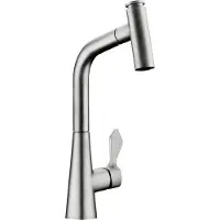 NABER Robinet UMORE 2 en finition inox avec bec extractible / Robinet de cuisine / Mitigeur monocommande