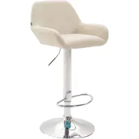 BellaFurn Tabouret de bar en similicuir - tabouret - assise pivotante à 360°, hauteur réglable | couleur : crème | couleur de base : chrome