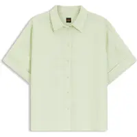 BOSS pour femme. 50559261 Chemise verte Bisenas (36), Casuel, Lin, Manche courte