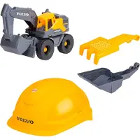 Dickie Toys Véhicule jouet Go Real Volvo Tough Excavator Playset Pelleteuse, casque, râteau 203729016