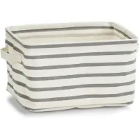 Zeller Boîte de rangement en toile grise rayée 28x21x16cm