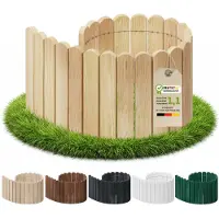 Pemicont Floranica Palissade de jardin bois sans piquets 100 x 10 cm, Naturel – pin en rouleau, à enterrer ou en habillage