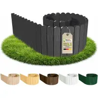 Pemicont Floranica Palissade de jardin bois sans piquets 200 x 30 cm, Anthracite – pin en rouleau, à enterrer ou en habillage