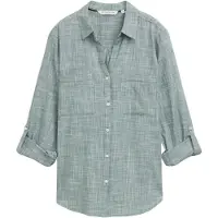 Tom Tailor With Slub Structure 1035247 Long Sleeve Blouse Vert 40 Femme