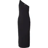 EA7 pour femme. 7W000962_AF12484 Robe asymétrique en maille extensible noire (S), Sport, Coton, Sans manches / bretelles