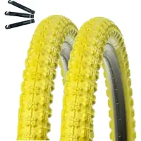 Bike-parts Lot promotionnel / 2 pneus de vélo BMX Kenda K-51 jaunes 58-406 (20 x 2,25) avec démonte-pneus maxxi4you inclus