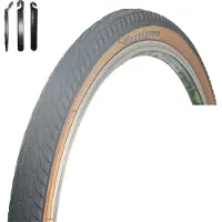 Bike-parts 1 pneu de vélo maxxi4you HY 156 noir/marron 47-559 (26 x 1,75) avec démonte-pneu maxxi4you