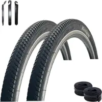 Bike-parts 2 pneus de vélo maxxi4you HY 136 noirs 47-622 (28 x 1,75) + 2 chambres à air AV adaptées, démonte-pneus maxxi4you inclus