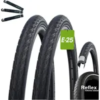 Bike-parts 2 pneus de vélo Schwalbe Delta Cruiser Plus Active PunctureGuard E-25 noir/réfléchissant 47-406 (20 x 1,75) avec démonte-pneu maxxi4you