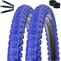 Bike-parts Offre spéciale / 2 x pneus de vélo Kenda K-51 BMX en bleu 58-406 (20 x 2,25) + 2 chambres à air AV assorties, démonte-pneus maxxi4you inclus