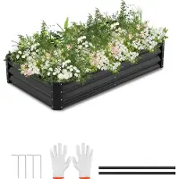 Aopunly Plateau de jardin Noir 160x90x30cm Acier galvanisé - Plateaux de jardin