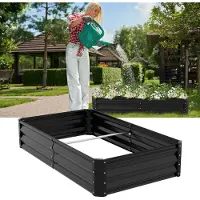 TolleTour Bac à légumes surélevé Bac à plantes en métal Idéal pour le jardin 160x90x30 cm Noir