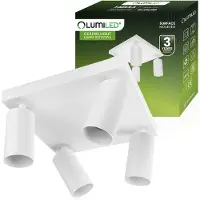 LUMILED Plafonnier Spot de plafond 4-flamme 230V GU10 Plafonnier orientable rotatif Spot de plafond Downlight Spot angulaire blanc aluminium