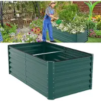 TolleTour Bac à légumes surélevé Bac à plantes Vert Métal Bac à plantes 160x90x60 cm Acier Bac à plantes