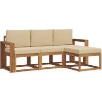 vidaXL Ensemble de salon de jardin, 4 pièces, couleurs naturelles et beige