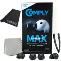 Comply Bouchons d'oreille TrueGrip MAX pour AirPods Pro 3, noir, assortis, avec chiffon