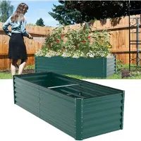 HENGDA Jardinière surélevée pour légumes, bac à plantes en acier, jardinière à fleurs, bac à herbes aromatiques, 240 x 90 x 60 cm, vert