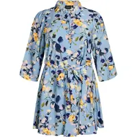Zizzi Chemisier 'Vkam' bleu denim / bleu clair / jaune clair / violet clair