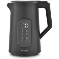 Seeger Bouilloire électrique , 1,7 l, avec réglage de la température, écran tactile, sans BPA, double paroi, noir