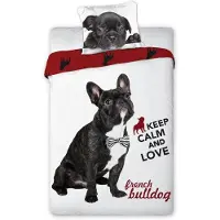 Faro Linge de lit, linge de lit en coton pour les enfants et les adolescents 160x200 chien