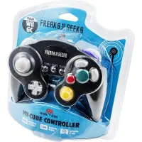 Freaks and Geeks Manette noire Wii/GC avec turbo et mouvement lent (Wii), Manette, Noir