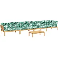 Syfax ensemble de 5 canapés de jardin en palettes avec coussins en acacia