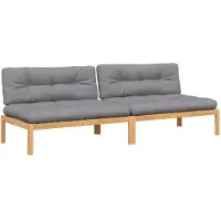 vidaXL Canapés centraux de jardin en palettes 2 pièces avec coussins en bois d'acacia
