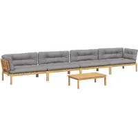 vidaXL Ensemble de 5 canapés de jardin en palettes avec coussins en acacia