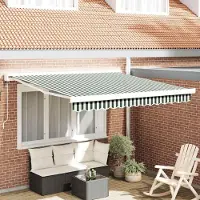 Prolenta Maison Exclusive - Store banne télescopique vert et blanc 350 x 250 x 165 cm