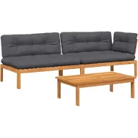 vidaXL Ensemble de 3 canapés de jardin en palettes avec coussins en acacia