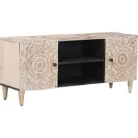 vidaXL Meuble TV blanc 105 x 33,5 x 46 cm en bois massif de manguier