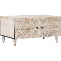 vidaXL Table basse blanche 80 x 50 x 40 cm en bois massif de manguier