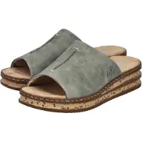Rieker Sandales pour femmes , confortables, modèle pantoufle, couleur verte, pour le quotidien