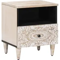 vidaXL Armoire de lit Blanc 40 x 33 x 46 cm Bois de mangue massif