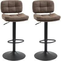 HOMCOM Lot de 2 tabourets de bar Vintage capitonné - pivotant, réglable - repose-pied - revêtement synthétique marron effet vieilli